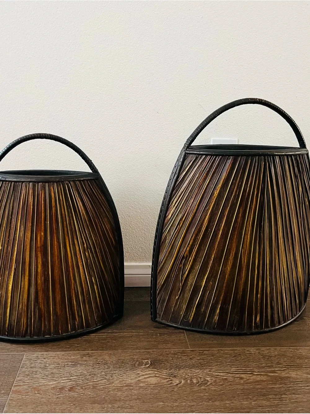 Rustic Brown Woven Accent Baskets - Set of 2
